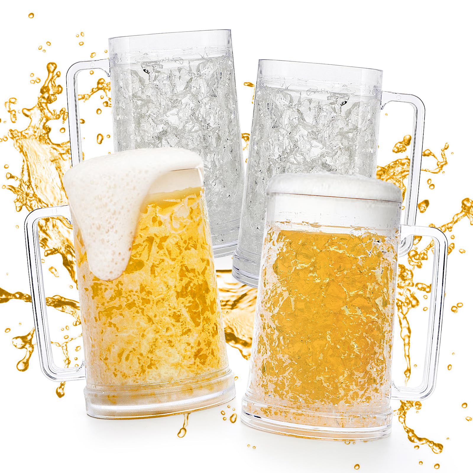 ヲ*ハ様 conix beer glass 3セット Amazon.com | Fasmov Freezer Beer Mugs, 4 Pack Clear Double Wall